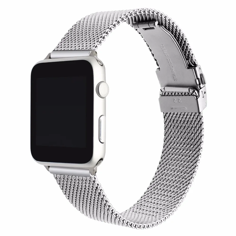 Ремешок Миланская петля для iWatch Apple Watch SE 38 мм 40 42 44 Series 6 5 4 3 2 1 из нержавеющей стали