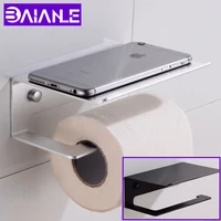 black toilet paper holder with shelf aluminum bathroom tissue roll paper holder decorative paper towel holder rack wall mounted