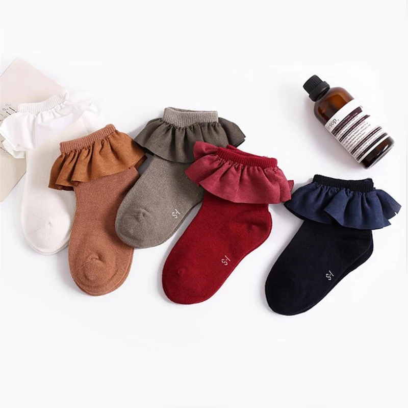 Детские носки хлопковые для девочек детские кружевные с оборками винтажные