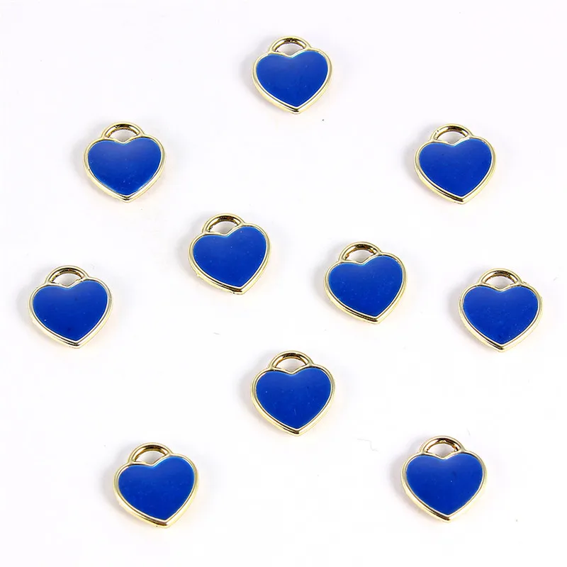 10pcs Heart Charm 12 10 шт черные белые розовые красные эмалированные амулеты подвеска в форме сердца для DIY ожерелья, браслеты, ювелирные изделия для изготовления шармов в форме сердца - Окраска металла: 10pcs Heart Charm 12
