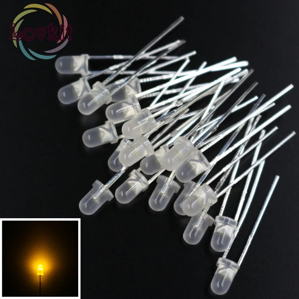 1000pcs 3MM Round Top Diffused Yellow Leds Urtal Bright Bulb Light Emitting Diodes Electronic Components Wholesale Retail | Лампы и