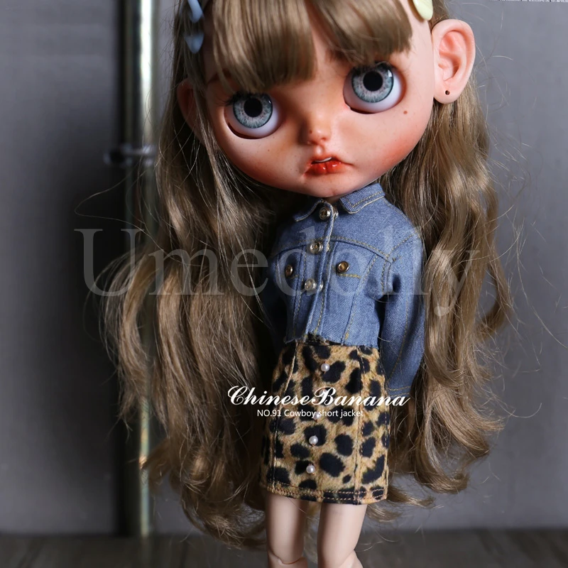 Модное джинсовое пальто в ковбойском стиле; юбка с леопардовым принтом для Blythes, Azone S, OB24; аксессуары для одежды