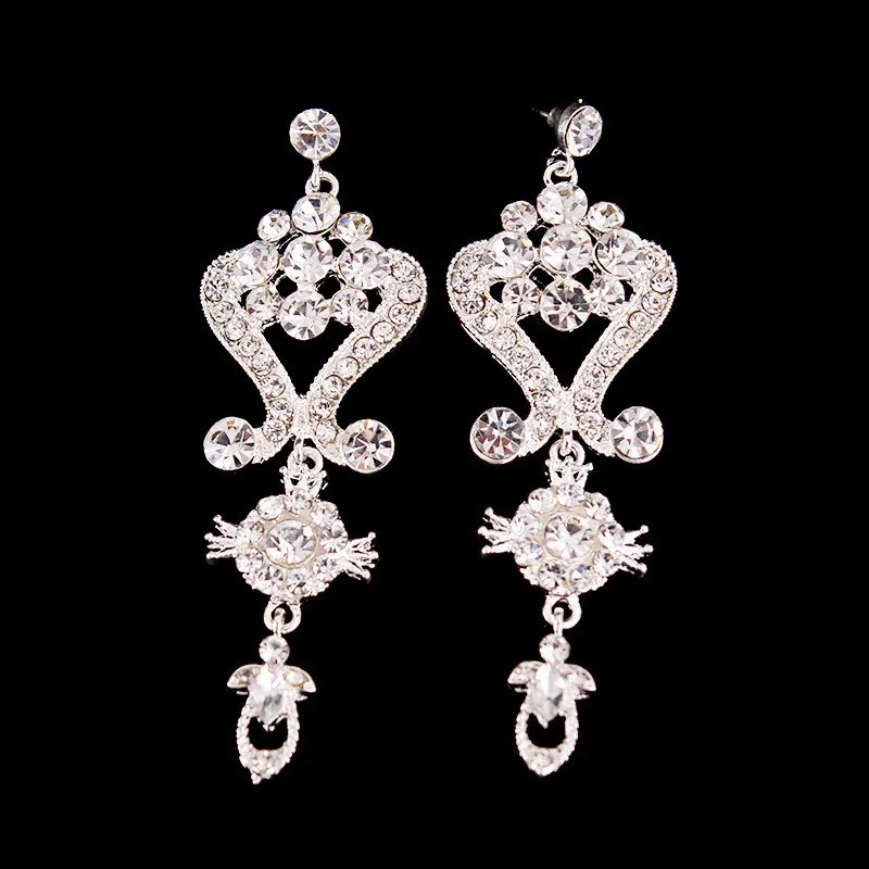 Свадебные серьги SLBRIDAL Pouplar, свадебные серьги, винтажный со стразами, кристаллами CZ, серьги в стиле арт-деко, циркониевые серьги-подвески для женщин