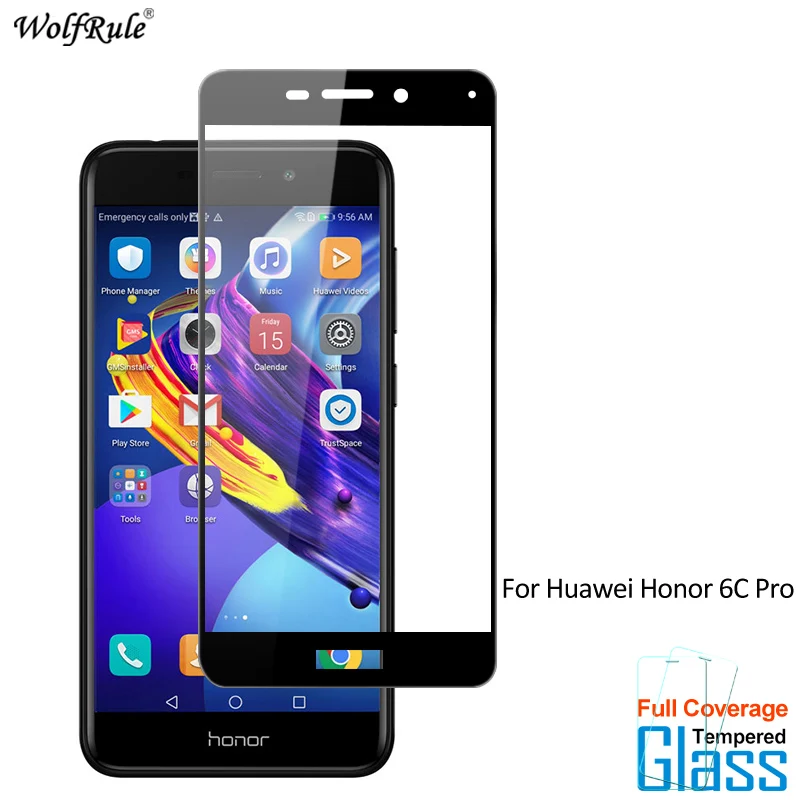 2 piezas para vidrio Huawei Honor 6C Pro Protector de pantalla de vidrio templado para Huawei Honor 6C Pro vidrio tel&eacute;fono completo pel&iacute;cula Honor V9 jugar-0