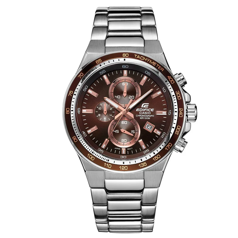 Мужские часы Casio трехглазный стальной ремень сто метров водонепроницаемые