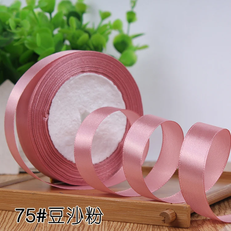 Высокое качество 15 мм атласная лента для DIY Лук Craft Декор Свадебная вечеринка для упаковки подарков принадлежности для скрапбукинга 25 метров/рулон - Цвет: Red bean powder