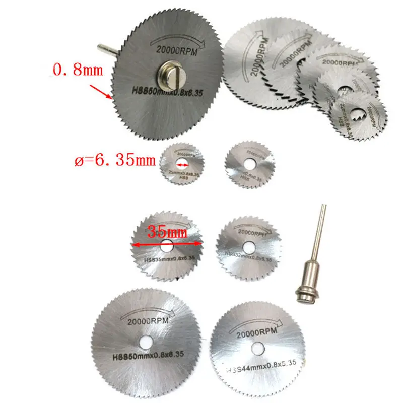 

New Portable Rotary Tool Circular Saw Blades Cutting Discs Mandrel For Dremel Cutoff 7pcs/lot