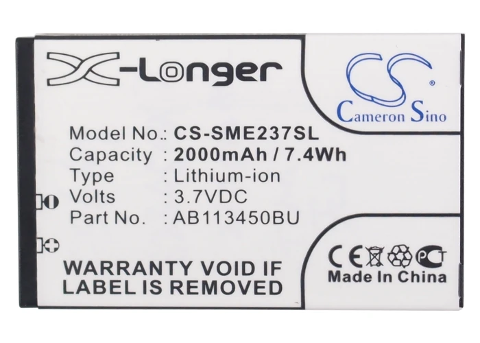 Cameron Sino 2000mAh аккумулятор AB113450BU AB113450BUCSTD для Samsung E2370 твердый GT Xcover E2370|Аккумуляторы