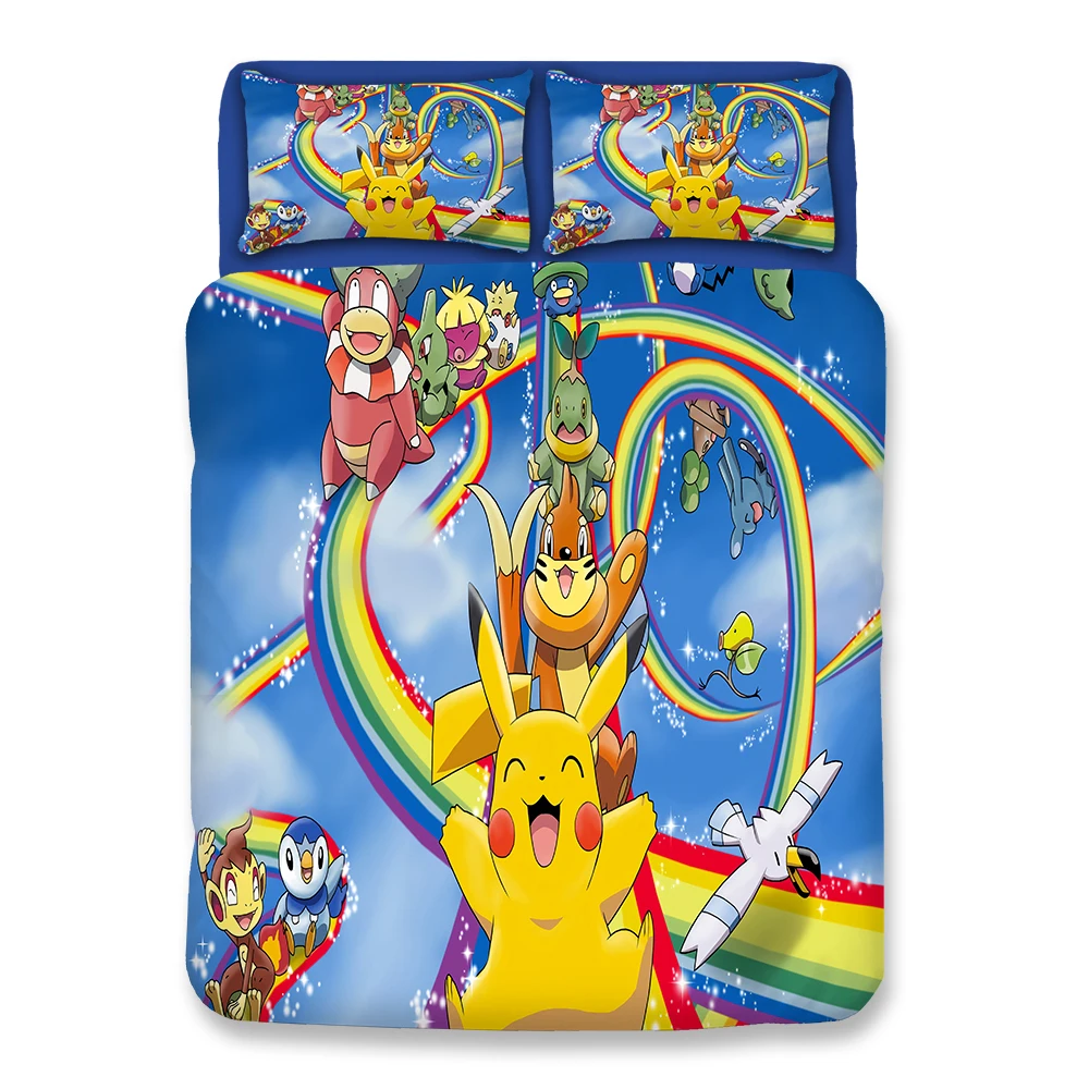 Горячая 3D Pokemon Pikachu постельный комплект дети мультфильм пододеяльник простыня
