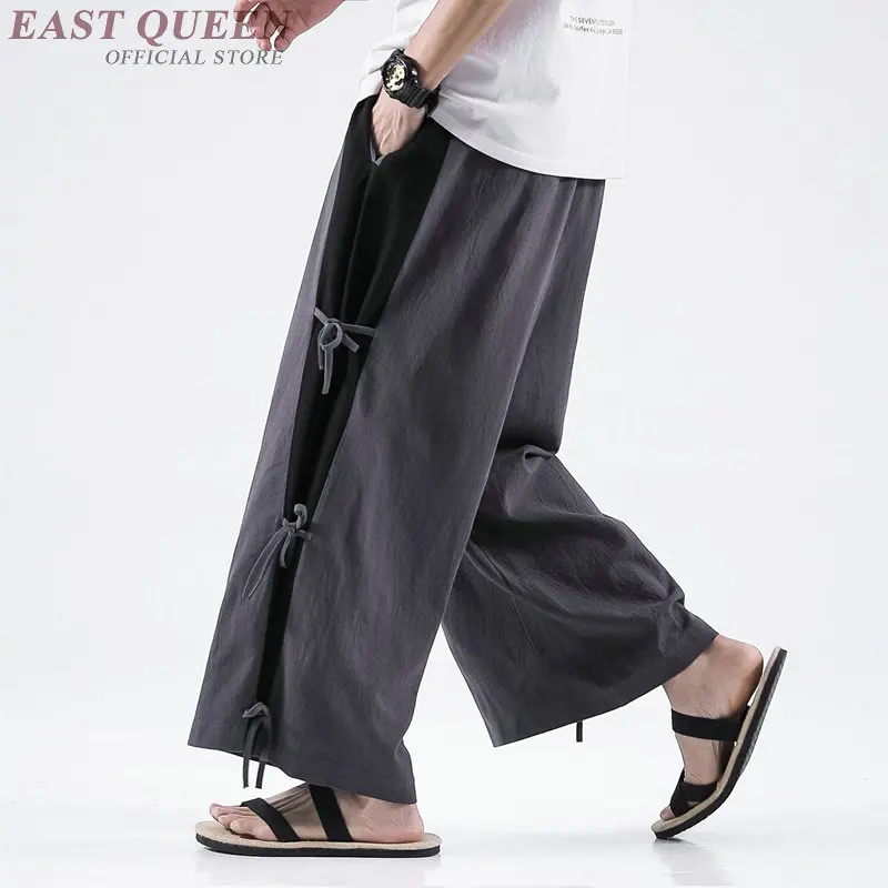 Мужская одежда из конопли мешковатые брюки-кимоно повседневные Прямые брюки