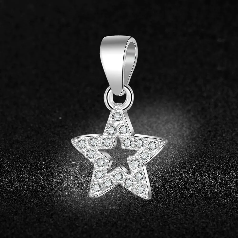 925 стерлингового серебра звезды ожерелье подвеска с кубическим цирконием колье
