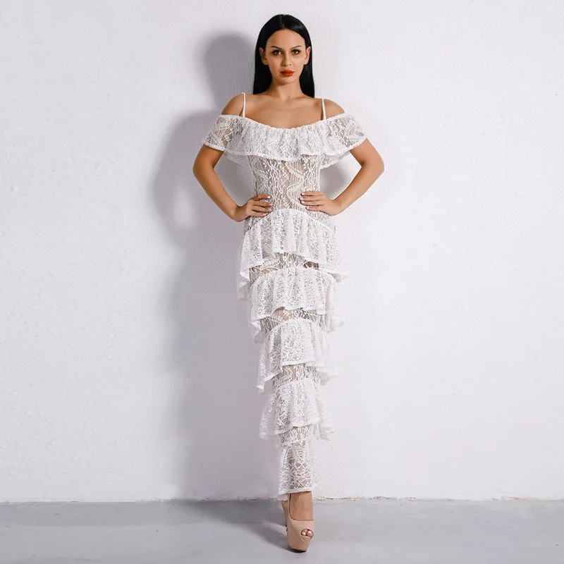 MUXU/белое кружевное платье с открытой спиной на бретелях vestidos женская одежда