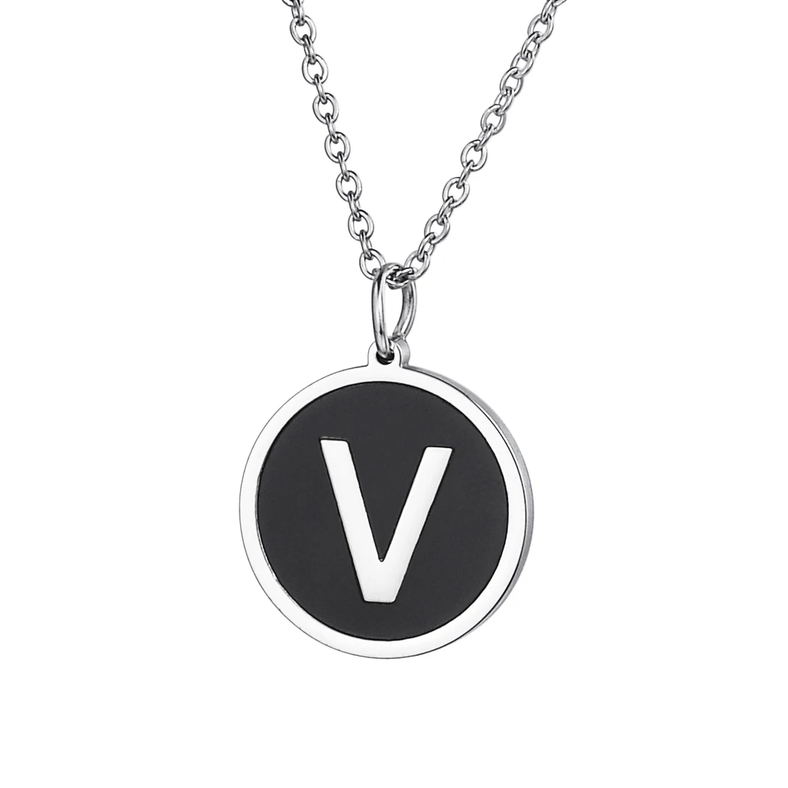2019 Stainless Steel Round Lettering "A-Z" Pendant Necklaces For Men Romantic Silver Necklace Female Jewelry Gift With Chain |