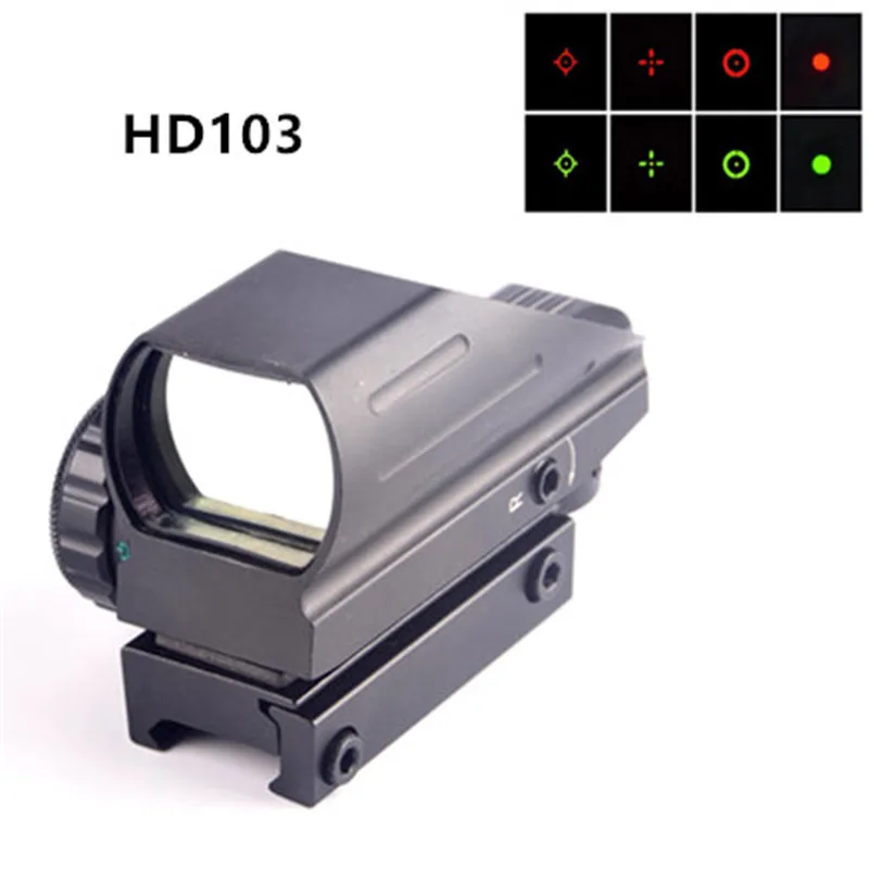 HD103 Охотничьи прицелы голографический рефлекторный прицел зеленый красный точка с ласточкин хвост лазерное положение винтовка коллиматор 22 мм направляющая - Цвет: HD103