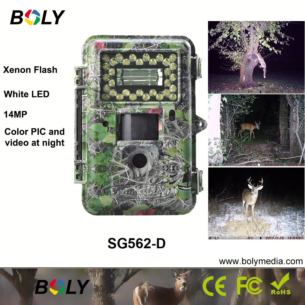 Охотничьи камеры 14MP 720P Bolyguard белая вспышка светодиодный Трейл камеры цветные фото и видео в ночное время запись звука доступны 100 футов