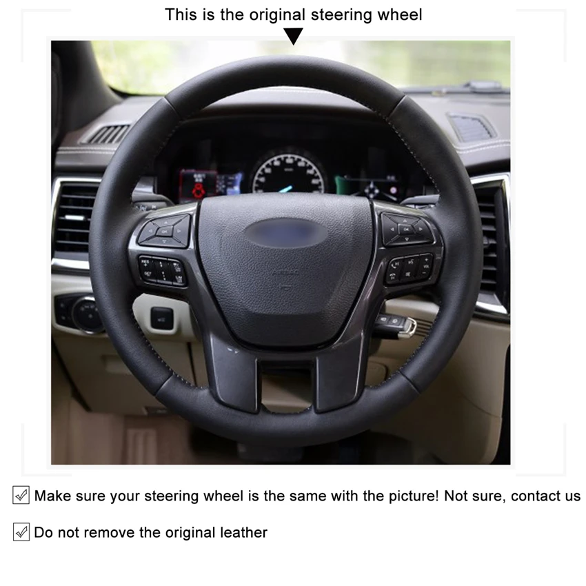 MEWANT черный чехол рулевого колеса автомобиля из искусственной кожи для Ford Ranger 2016