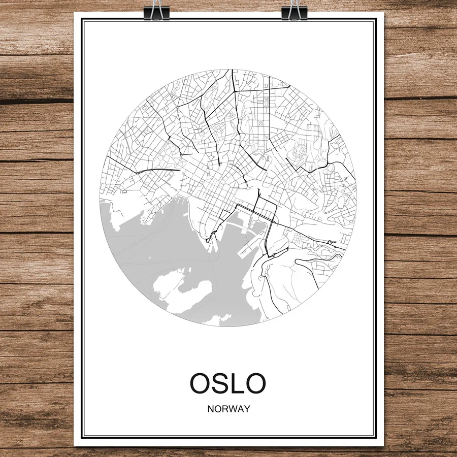 OSLO Порту Португалии абстрактный Мир Город улица Географические карты печать плакат покрытием Бумага кафе-бар Гостиная Домашний Декор стены Стикеры 42x30 см - Цвет: OSLO