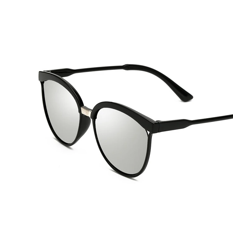 Silver Lens Модные женские солнцезащитные очки кошачий глаз, негабаритные, стимпанк, Винтажные Солнцезащитные очки для женщин, Ретро стиль, брендовые, дизайнерские, цветные линзы - Цвет линз: Silver Lens