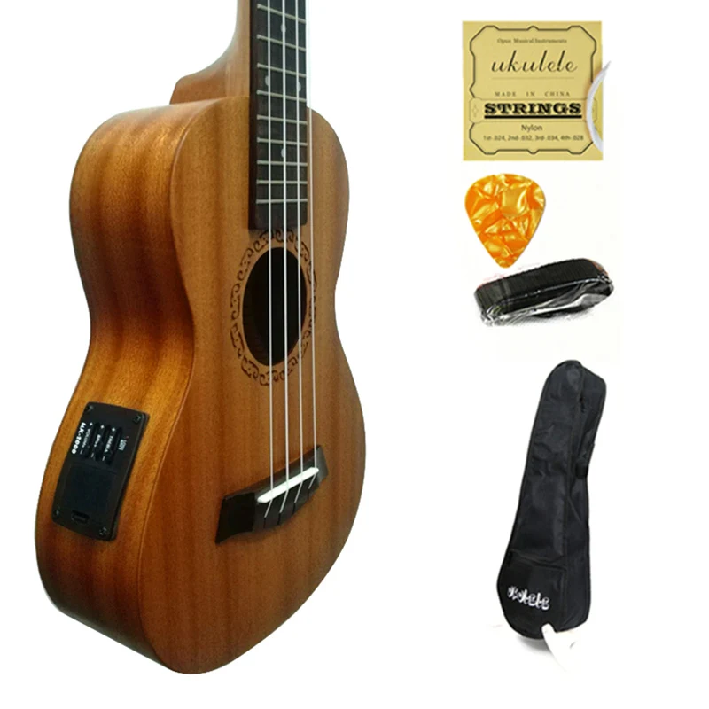 SevenAngel Гавайская гитара Сопрано тенор Ukelele мини Гавайская Акустическая гитара электрическая Гавайская гитара - Цвет: Electric uku set 1
