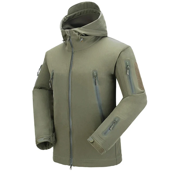 FREE SOLDIER outdoor camping men's soft shell jacket instant waterproof windproof coat thermal outwear clothing large US size - Цвет: army  green