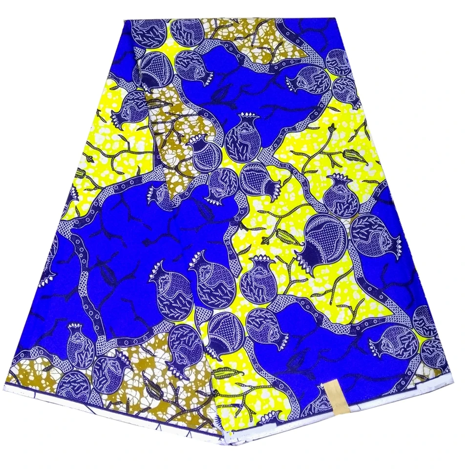Blue&ampyellow African Ankara Treasure Wax Nigeria Fabric Ethnic print fabric for dressmaking 6 yards whole LBL-83 | Дом и сад