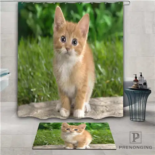 На заказ милый кот (1) водонепроницаемый занавеска для душа коврик дома ванной