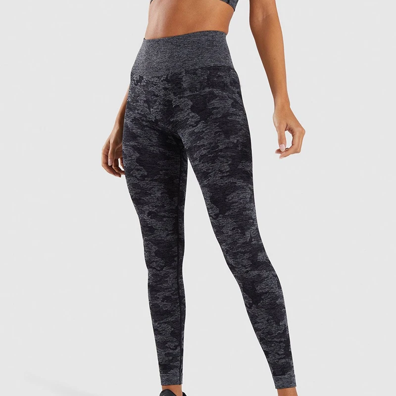 2019 Gym Tights Tummy Control Yoga Pants High Waist Sport Camo Seamless Leggings Purple Running Women | Спорт и развлечения