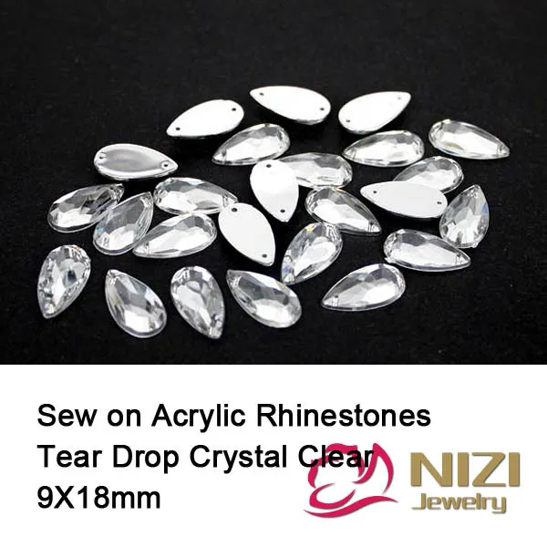 9x18 мм вышитые Стразы со слезоточивой поверхностью кристально чистая СТРАЗА для
