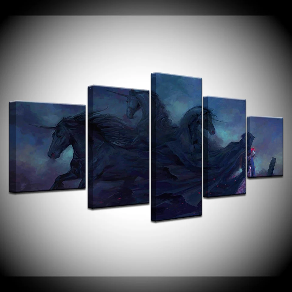 

The Abstract horse picture 5 Piece Canvas Wallpapers modern Poster Modular art painting for Living Room Home Decor
