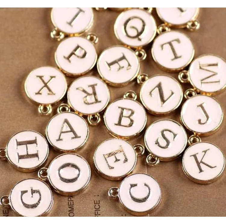 Круглые металлические эмалевые Подвески алфавита Модные цветные бусины с