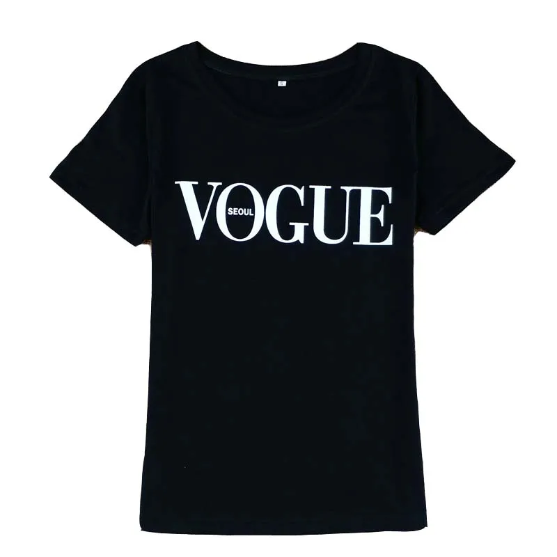 VOGUE seoul Print T Shirt 2019 Summer fashion women t-shirt Harajuku short sleeve casual tees tops Red Black White | Женская одежда
