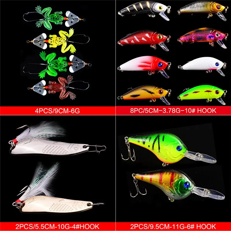 48PCS Minnow Popper Lure Kit Fishing Lure Wobbler Crankbait Minnow Bass Trolling Artificial Bait for Carp Fishing Lures Set