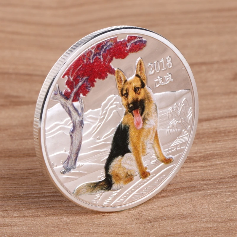 

2018 Dog New Year Police Dogs Commemorative Coin Gift Souvenir Decoration Golden Silver Puppy
