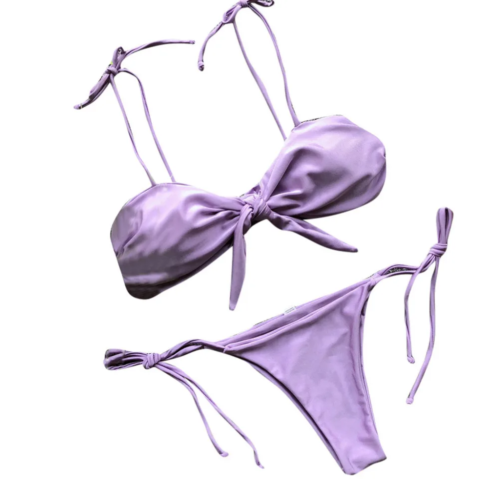 Женский бандажный комплект с пуш апом жилет тонкими лямками пляжная одежда для