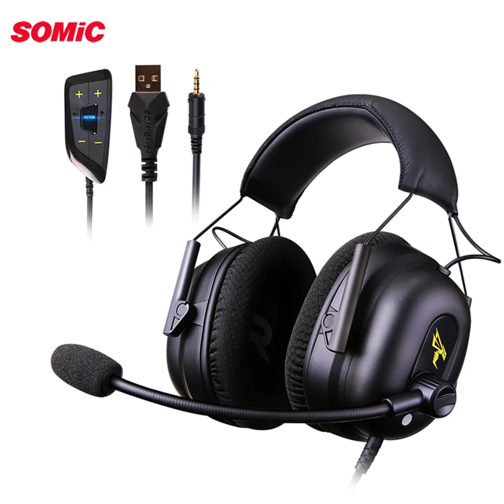 SOMIC G936N PS4 игровая гарнитура 7,1 Виртуальная 3,5 мм Проводные ПК стерео наушники с гарнитурой с микрофоном для ноутбук Xbox