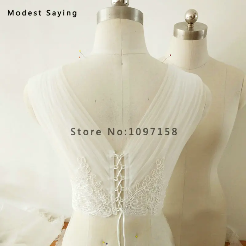 

Real Elegant Deep V Neck Ivory Lace Wedding Boleros 2018 Pleated Applique Bridal Cape Jacket Shawl Wraps Wedding Accessories B96