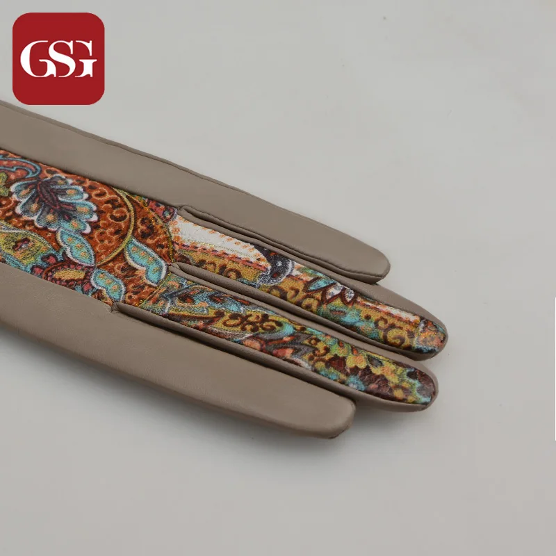 GSG Новые перчатки с сенсорным экраном женские винтажные принтом из натуральной