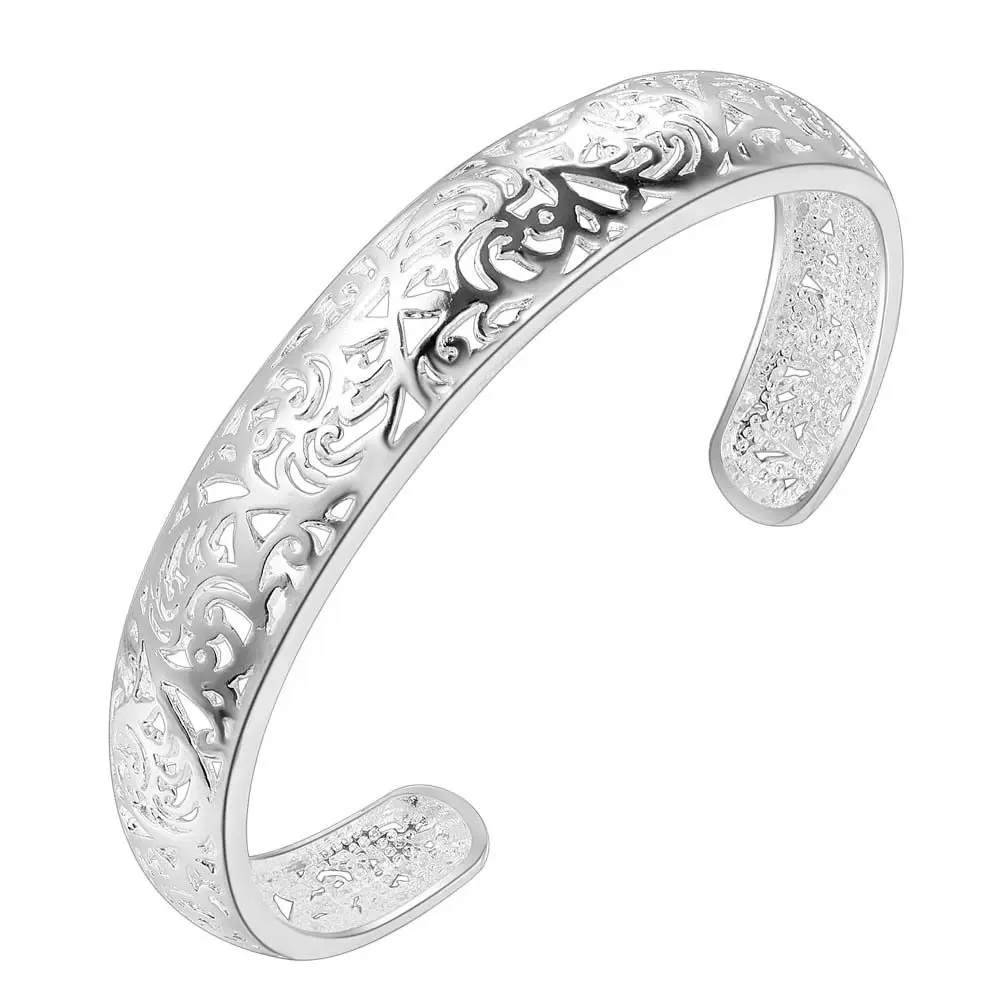 Браслет женский посеребренный с большим цветком из сплава | Украшения и