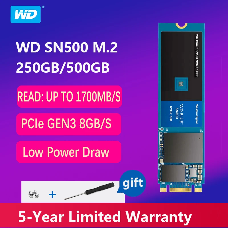 WD Blue M.2 2280 250 ГБ 500G SSD SN500 NVME Внутренний твердотельный диск SATA 3,0 8 ГБ/сек. 2," 1700 МБ/с./с Настольный Ноутбук