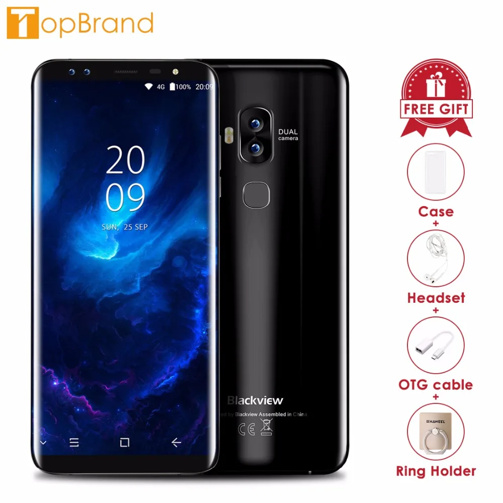 Blackview S8 четырьмя камерами 18:9 смартфон 4G RAM 64g ROM 5 7 дюймов mt6750t восемь ядер 1440*720 LTE