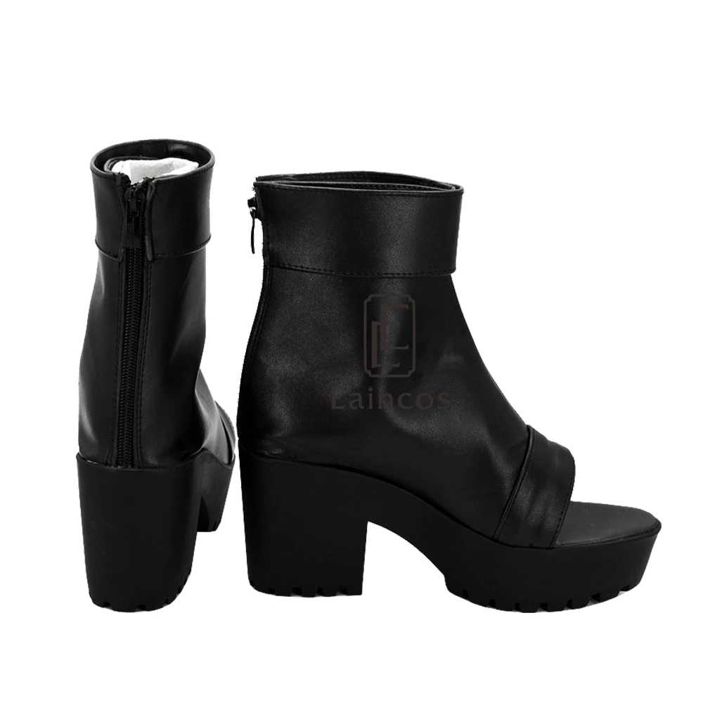 

Anime Naruto The Last Haruno Sakura Cosplay Party Shoes Black Peep Toe Boots Customized Size
