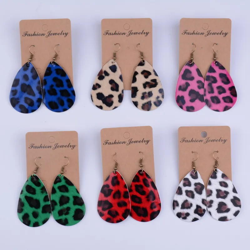 6 Цвета леопарда кожаная капля серьги для женщин брендовые ювелирные изделия