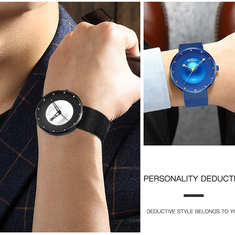 Модные повседневные мужские часы со стальным сетчатым ремешком люксовый Топ