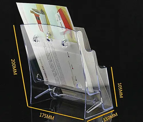 Прозрачная пластиковая акриловая брошюра A5 2 уровня держатель для дисплея стойки