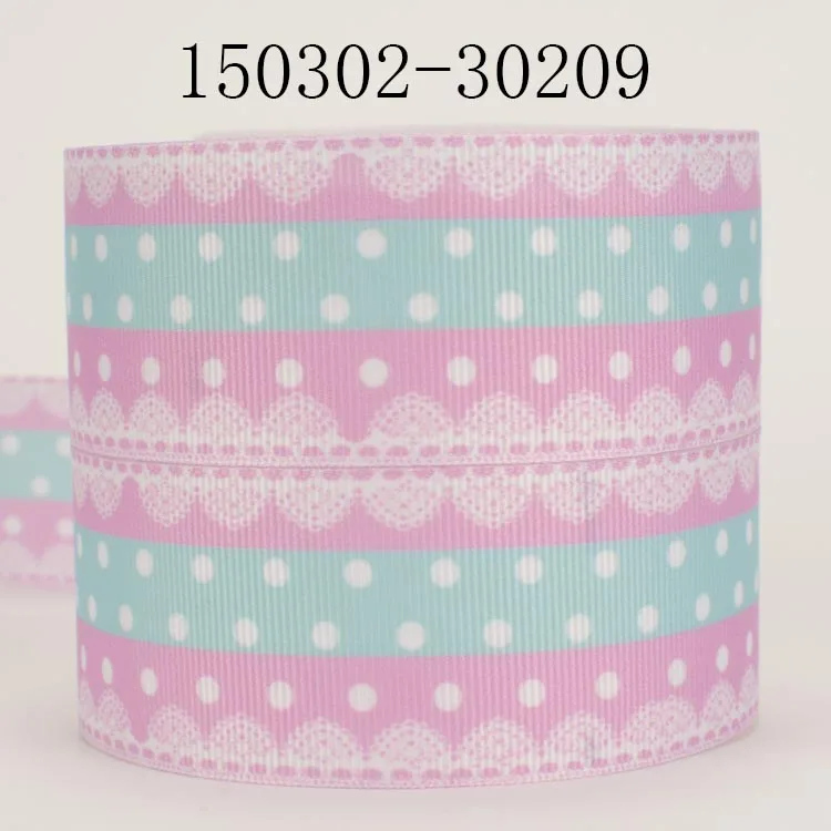 

NEW sales 1/2"38mm 50 yards dots flowers side printed grosgrain ribbon free shipping