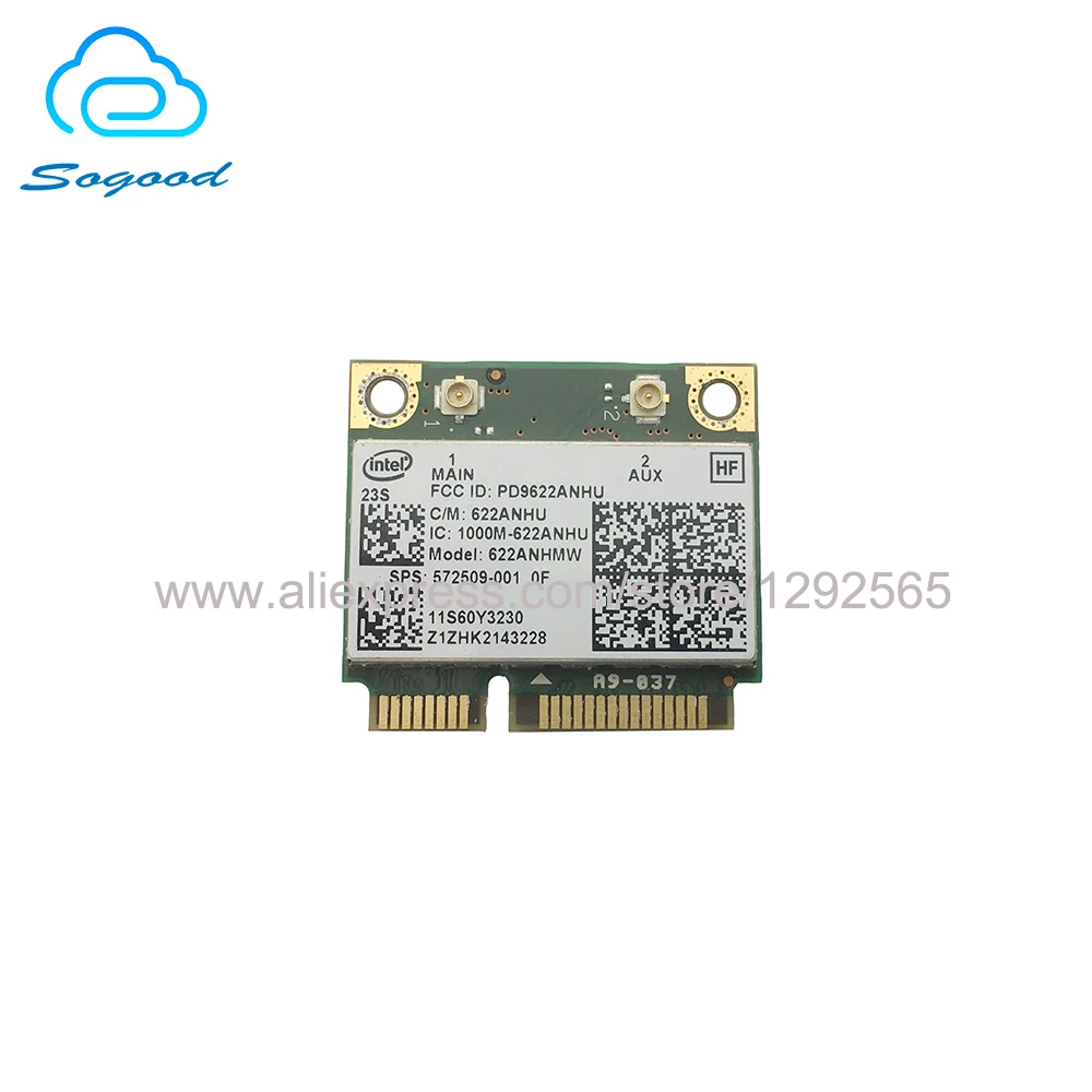 Беспроводная карта для Intel Advance N 6200 622ANHMW 802.11n 2 4G и 5G 300 Мбит/с Mini PCI E HP/ Lenovo Y460 Y560 572509