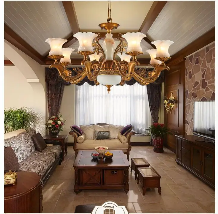 Бесплатная доставка новая бронзовая антикварная Нефритовая дизайнерская люстра