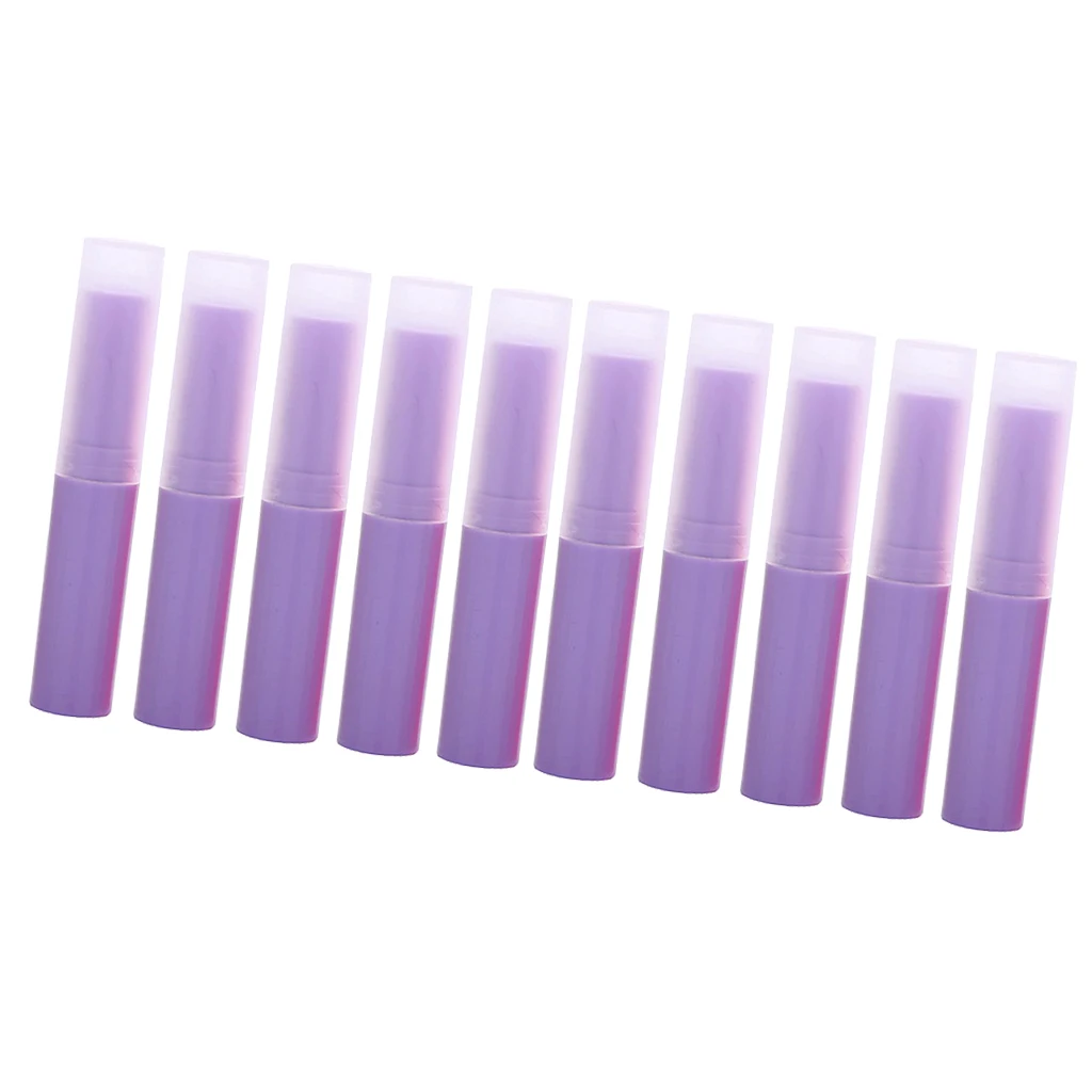 Purple Комплект из 10 шт. карандаш для губ контейнер для бальзама пустой губная помада блеск для губ многоразового Гигиеническая помада трубки с верхним Кепки для путешествий 4 мл-Размеры 1,5x8,3 см - Цвет: Purple