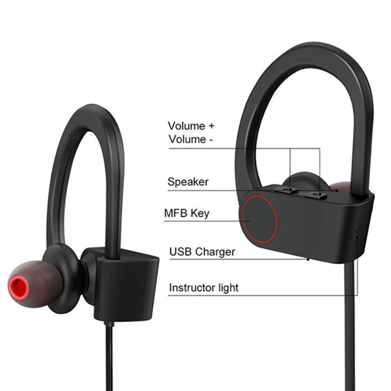 Sport Waterproof Bluetooth Headphone Noise Canceling Wireless With Mic Earphones Headset Earbuds | Электроника