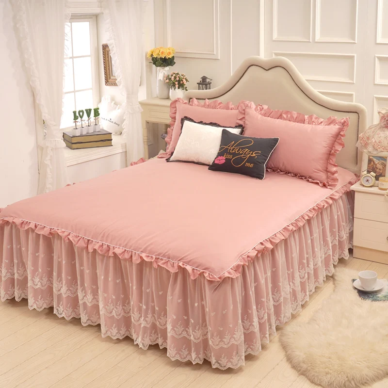 Комплект постельного белья из 3 предметов розовая романтическая гофрированная